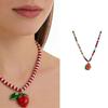 Lively Colorful Bead Necklace With Banana Strawberry Orange Fruit Charm Dopamine Inspired For Women Fashion Accessory