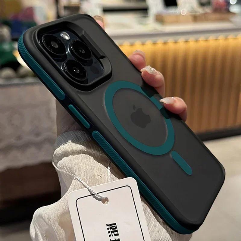 Luxury Bicolor Matte Magnetic Translucent Case For iPhone 16 15 14 13 12 11 Pro Max 16 Plus Magsafe Wireless Charge Bumper Cover
