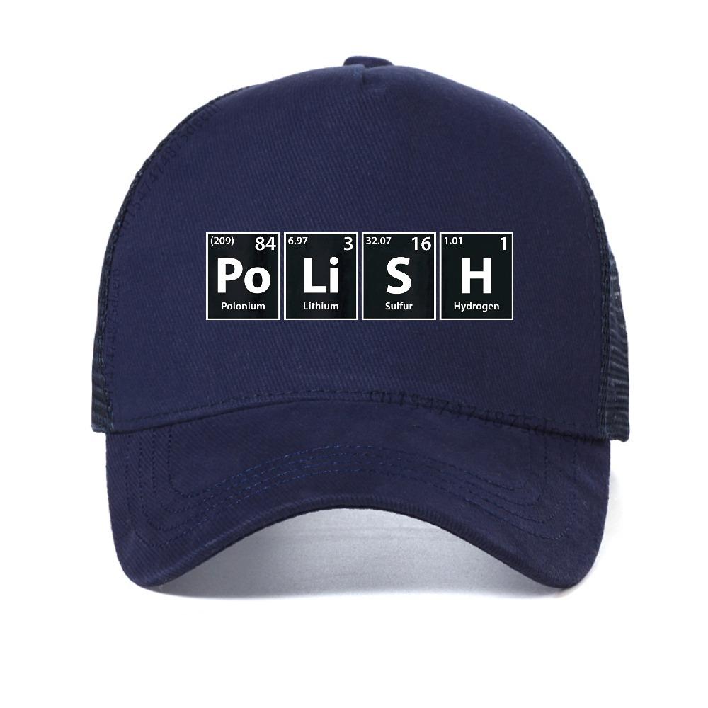 Polish Periodic Spelling Mesh Baseball Cap Birthday Funny Unisex Graphic Fashion Harajuku Sun Hat Summer Breathable Snapback Hat