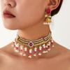 Böhmisches Retro-Halsketten- und Ohrring-Set, Leichter Geometrischer Schmuck für Damen