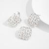 Irregular Square Thick Opening Ring Earring Set for Women's Retro Geometric Gold Finger Ring Wedding Jewelry