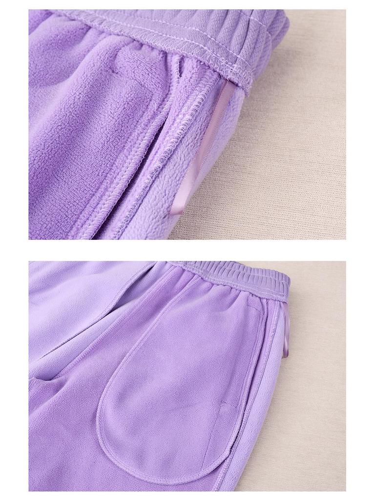 Women's Cream Fleece Sweatpants, Casual Loose Fit, Thickened for Autumn/Winter, Elastic and Warm Joggers, 420g.