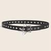 Women Belt Punk Style Rock Star Pattern Belt with Adjustable Hollow Hole Design Dresses Jeans Shirts Faux Leather Belt
