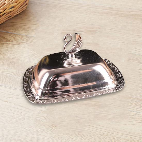 Food Container with Lid Dustproof Stainless Steel Butter Dish Box Serving Tray Hotel Supplies