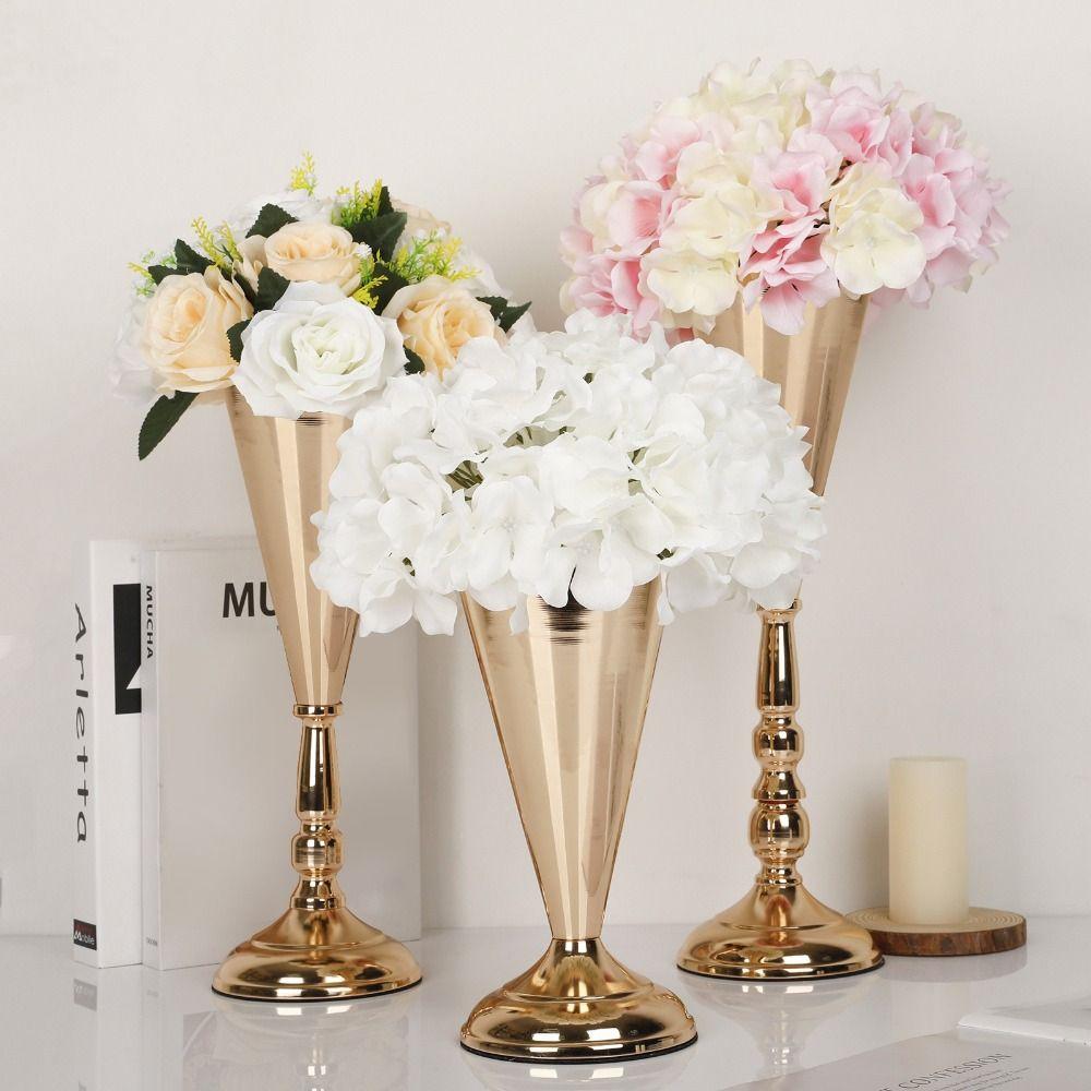 New Iron Flower Vase European Golden Metal Vases Exquisite Candle Holder Home
