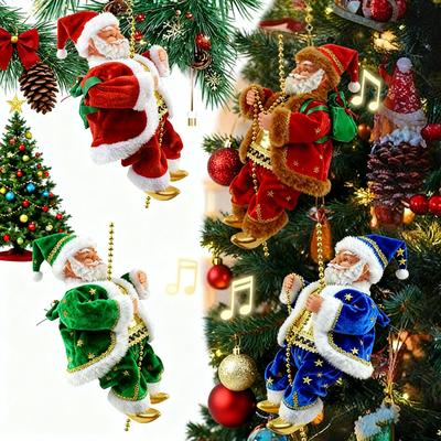 Climbing Santa Claus Music Electric Ornament Climbing Beads Rope Christmas Gifts X-mas Decorations Window Party Display Decor