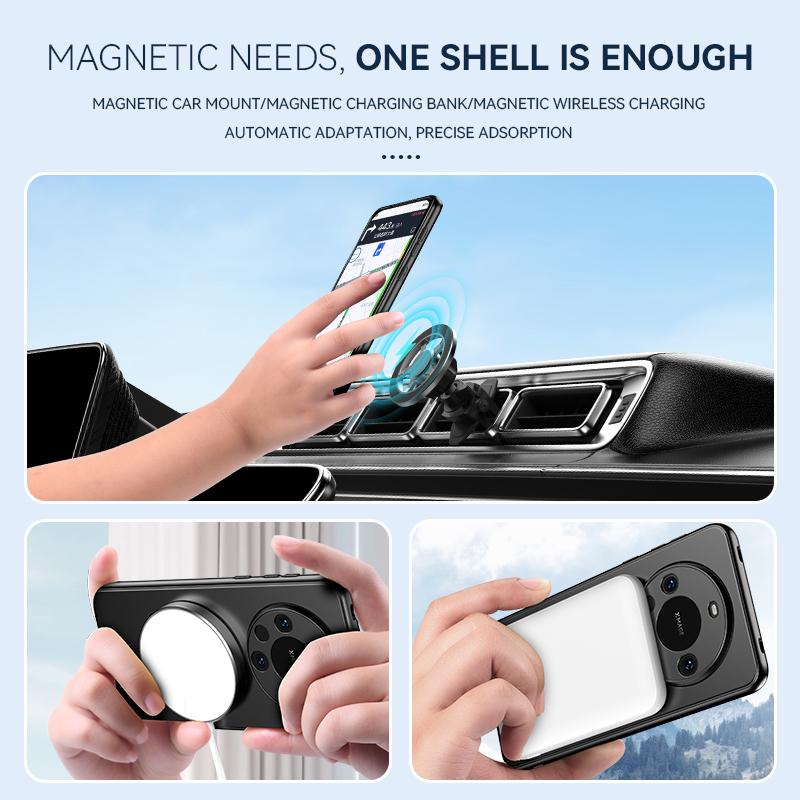 For Huawei Mate 70 60 50 40 Pro Plus Case Magnetic Suction Metallic Colors Spacecraft Style Kickstand Soft Plating Cover Shell