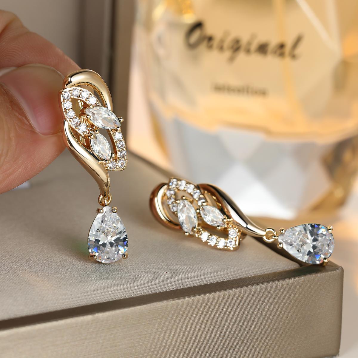 

Уникальные висячие серьги золотого цвета с синим камнем в форме капли, серьги-кольца в форме маркизы, подарок на годовщину белый