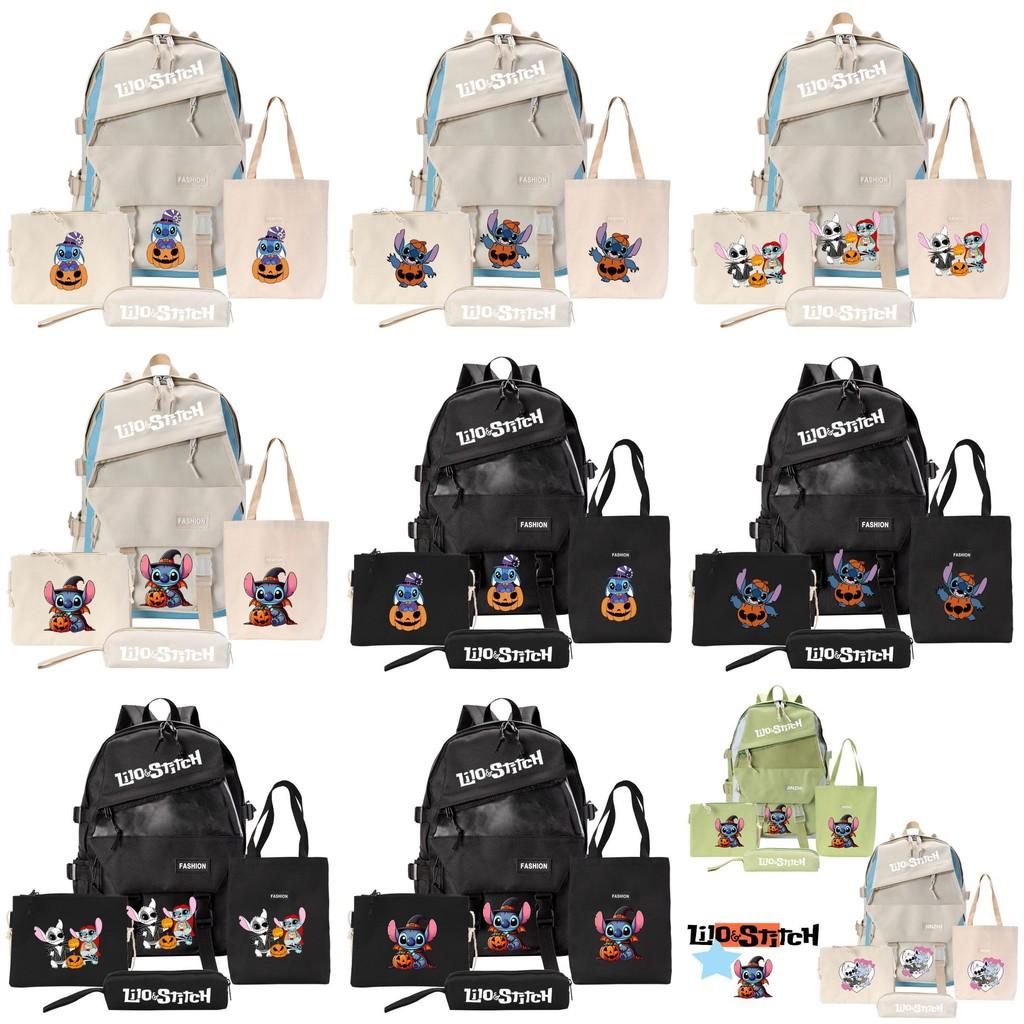 Stylish And Versatile Stitch Backpack Set With Four Unique Pieces For Students