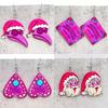 Double-Sided Acrylic Christmas Earrings - Pink Fortune Telling Card & Santa Claus Pendants