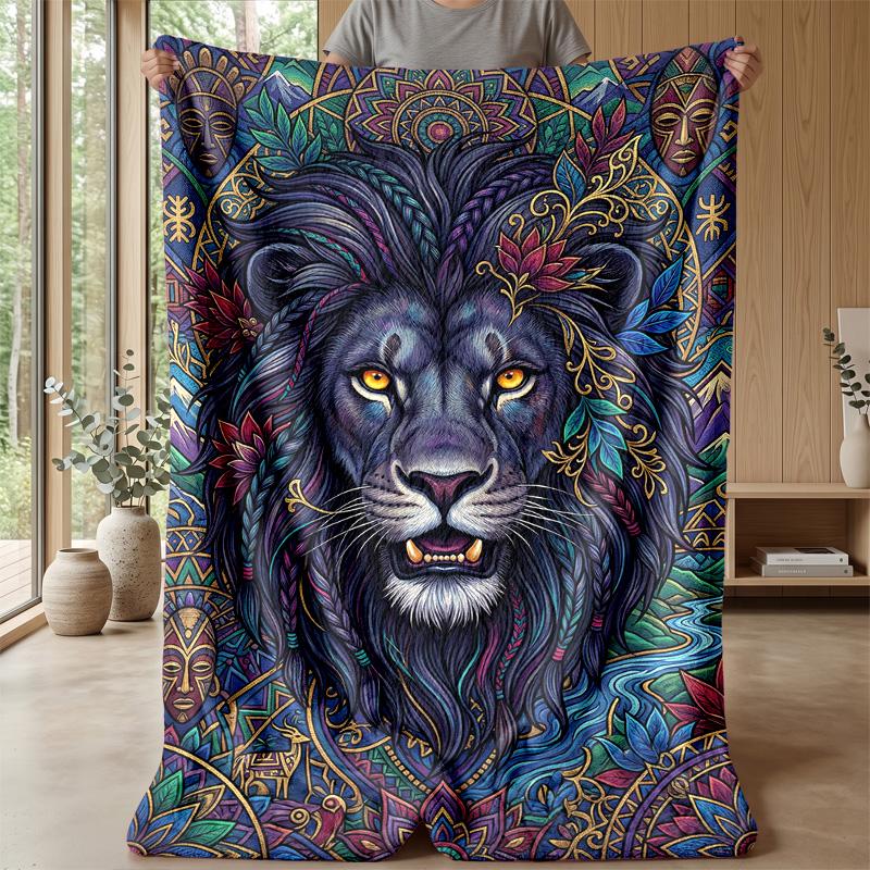 Lion s Majesty in Art Theme blanket Lightweight Warm Flannel Blanket Decorative Throw Blanket for Home Decoration