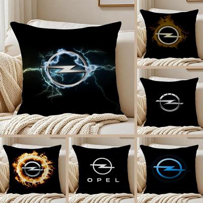 O-Opels-s Car Logo Cushion Cover Silky Short Plush Sofa Pillow Cover Hidden Zipper Soft Dustproof Case for Home Decor
