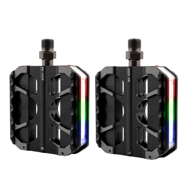 

Велосипедные педали с резьбой 9/16 дюйма, противоскользящие, на трех подшипниках, для велосипеда, велосипедные педали, подставка для ног, светодиодная подсветка, велосипедные педали, платформа 1