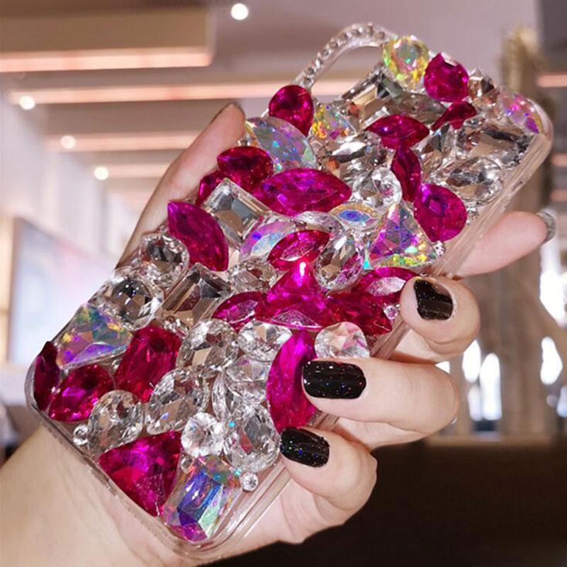 Bling Jewelled Diamond Pendant Case For Samsung Z Flip 4 Z Fold 4 S23 S22 S21 Ultra A13 A23 A33 A53 A12 A22 A32 A52/iphone 14 13 12 11/Redmi 10 9 9A 9