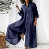 Cotton LinenWomen Jumpsuit Oversized Vintage Button Jumpsuit Summer Women Casual Beach Playsuit Wide Legs Pants Loose Romper