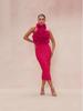 Europäisches & Amerikanisches Damen Neckholder Rückenfreies 3D-Blumen Bandagekleid - Sexy Ärmelloses Bodycon Kleid