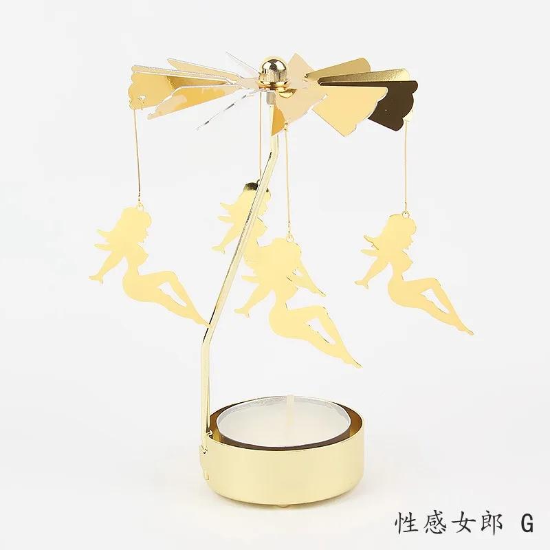 Metal Rotating Spinner Carousel Candle Tea Light Holder Table Rotating Transfer Windmill Decoration Home Elegance Candle Holder