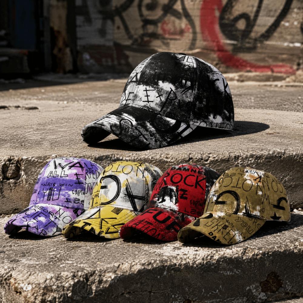 Adjustable Baseball Cap Graffiti Print Hip Hop Hat Casual Sun Hat for Women