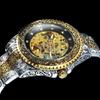 Forsining Stil Herrenmode Casual Hohl Vintage geschnitzt automatische mechanische Uhr