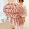 1 Piece Thickened Flannel Blanket Solid Color Soft Fluffy Plush Throws for Sofa Bed Office Travel Coral Rabbit Plush Blanket Winter Thermal Blanket