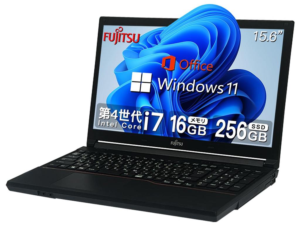 Fujitsu Laptop LCD 4th Generation Core I7 Processor Numeric Keypad MS Office 2019 Wireless LAN DVD Windows 11 Japanese Keyboard or HCMA Power Cord