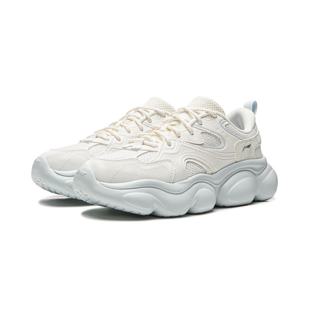 Li Ning Cloud Cushioning Slip Resistant Abrasion Resistant Lightweight Low top Casual Shoes Women's Mist White AGCW104-2