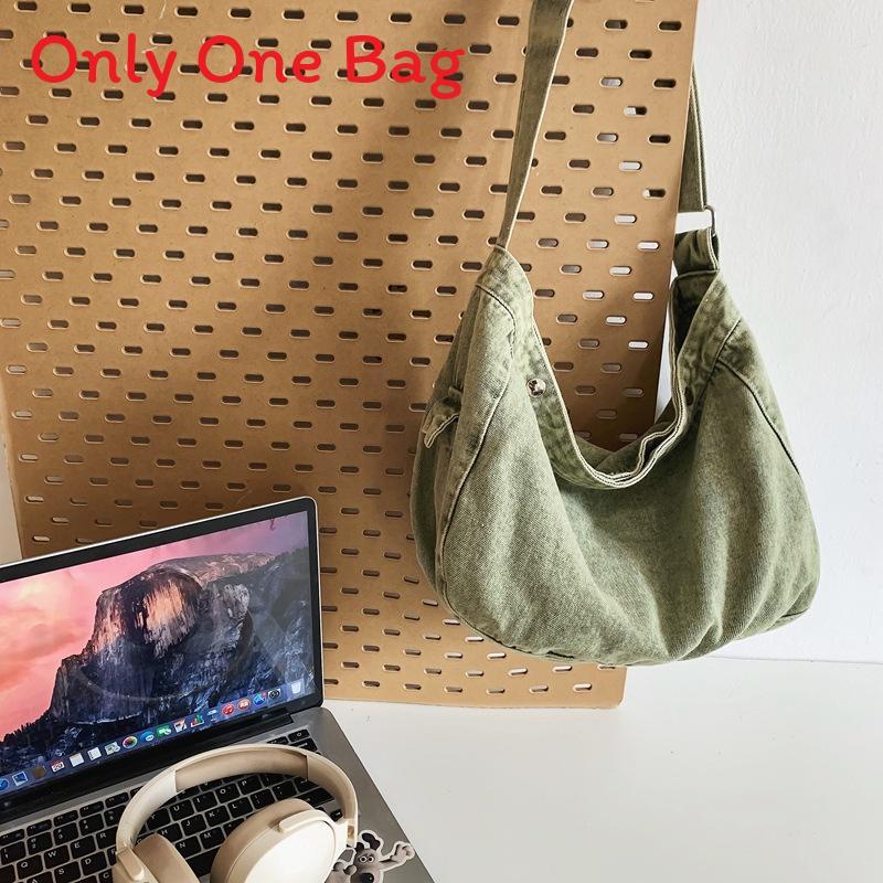 Denim Canvas Bag For Women Casual Daily Commuting With Zipper Closure And Phone Pocket