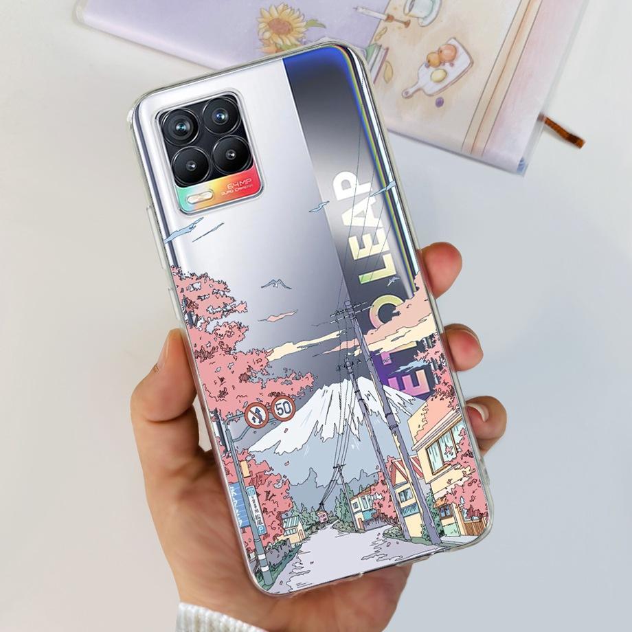 For Realme 8 Case Flower Fashion Cat Cute Cover Coques For Realme 8 Pro Phone Cases Cover Realme8 5G Realme 8i Fundas Soft Capa