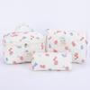 3Pcs Cute Quilted Cosmetic Bag Strawberry Print Quilting Storage Bag Adorable Padding Skincare Pouch Bathroom Shower Travel Bag