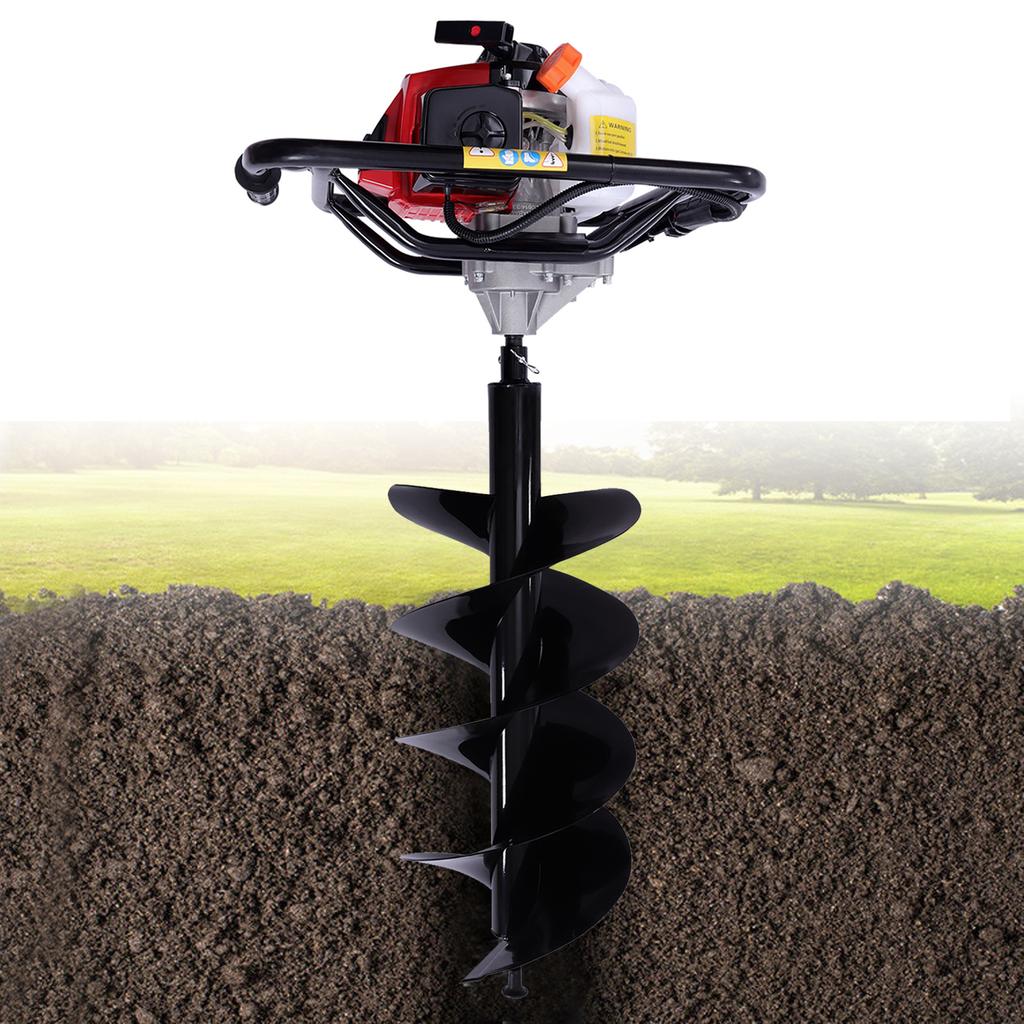 63CC 2-Takt Motor Erdbohrer Rutschfest mit 12-Zoll Bohrer-Set Bohrer Zaun Baum Pflanzen