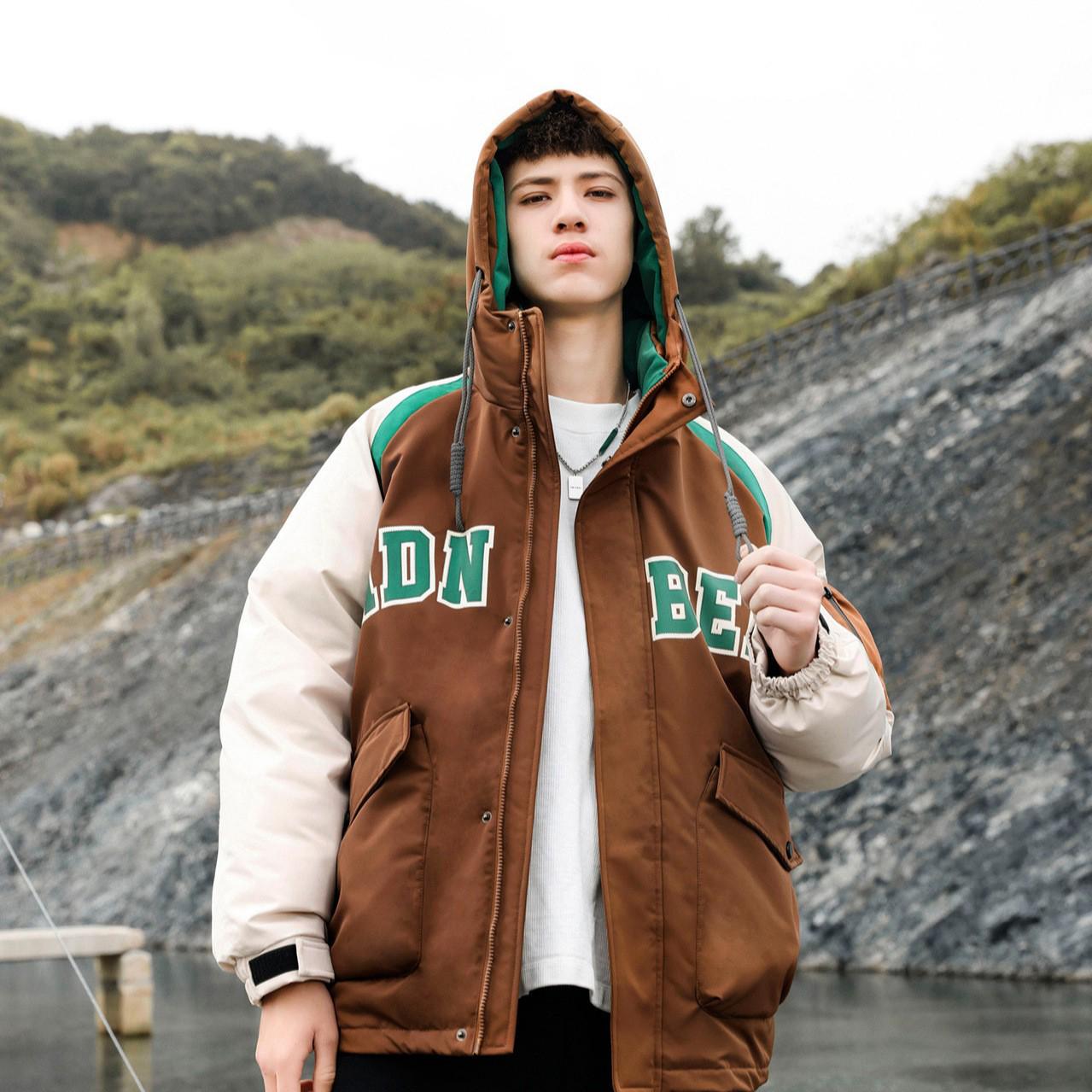 Korean Winter Boys Chic Thick Hooded Down Jacket 150cm