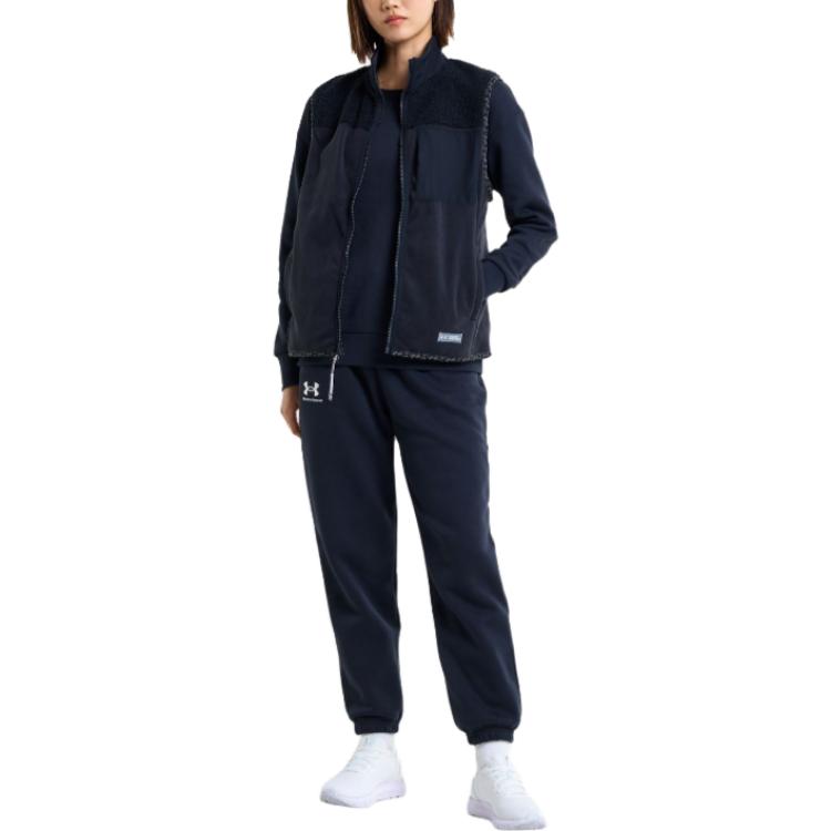 Under Armour Solid Color Zip Neck Casual Vest Women vests Black 1373290-001
