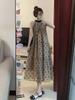 French Polka Dot Halter Neck Sleeveless Summer Maxi Dress for Women