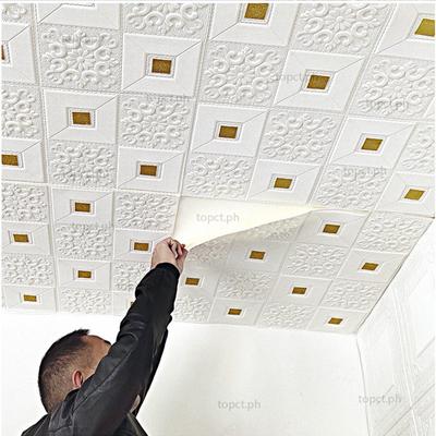 5ks 70x70cm 3D samolepka na zeď Stereo stropní panel Dekorace střechy samolepicí pěnová tapeta