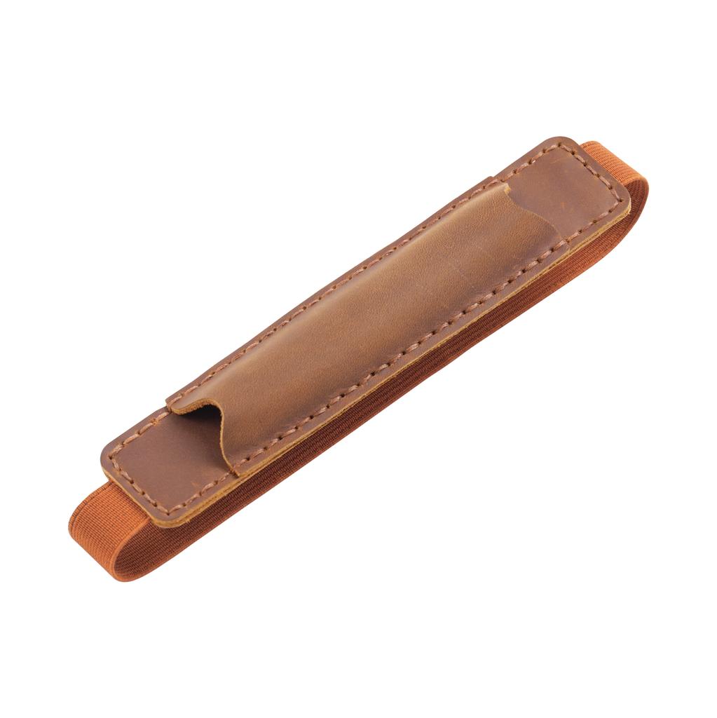 Top Leather Pencil Bag with Elastic Band, Retro Pen Case Holder for Travel Notebook, Portable Pen Pouch School Office Stationery