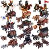 MOC Bricks War Medieval Carriage Building Blocks Knights Transport Cattle Cart Travelers Sachet Horse Chariot Prison Weapons Toy