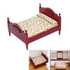 Miniature Birch Wood Upholstered Double Bed And Bedroom Accessories Furniture 1:12 Scale Doll House