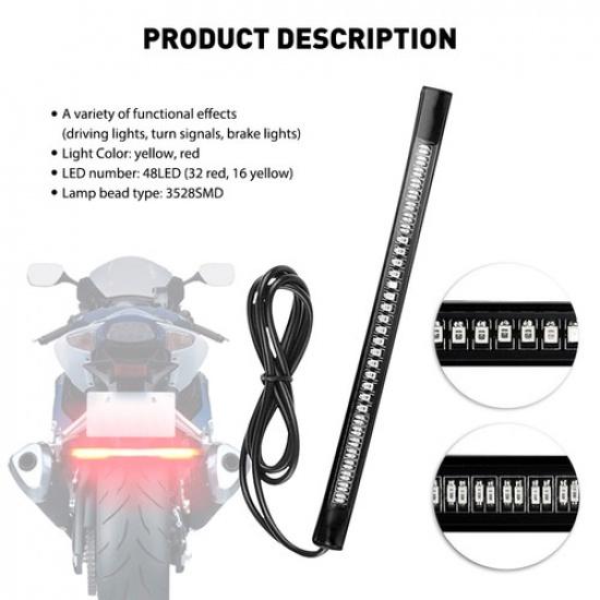 Motorcycle 48 Flexible LED Strip Light Tail Stop Turn Integrated Signal Brake US