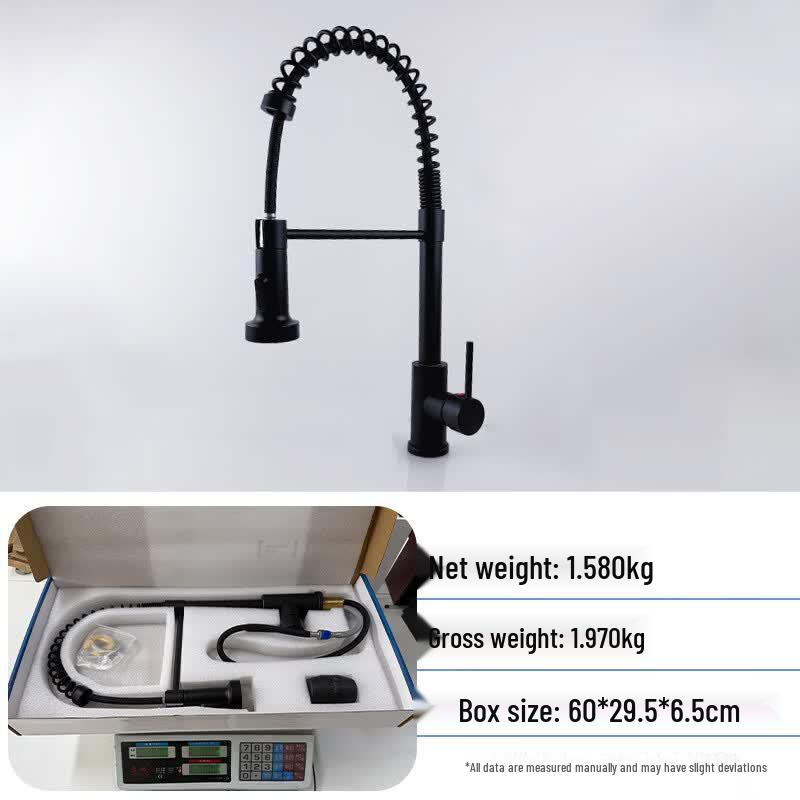Handun Black Spring Pull-Out Kitchen Faucet