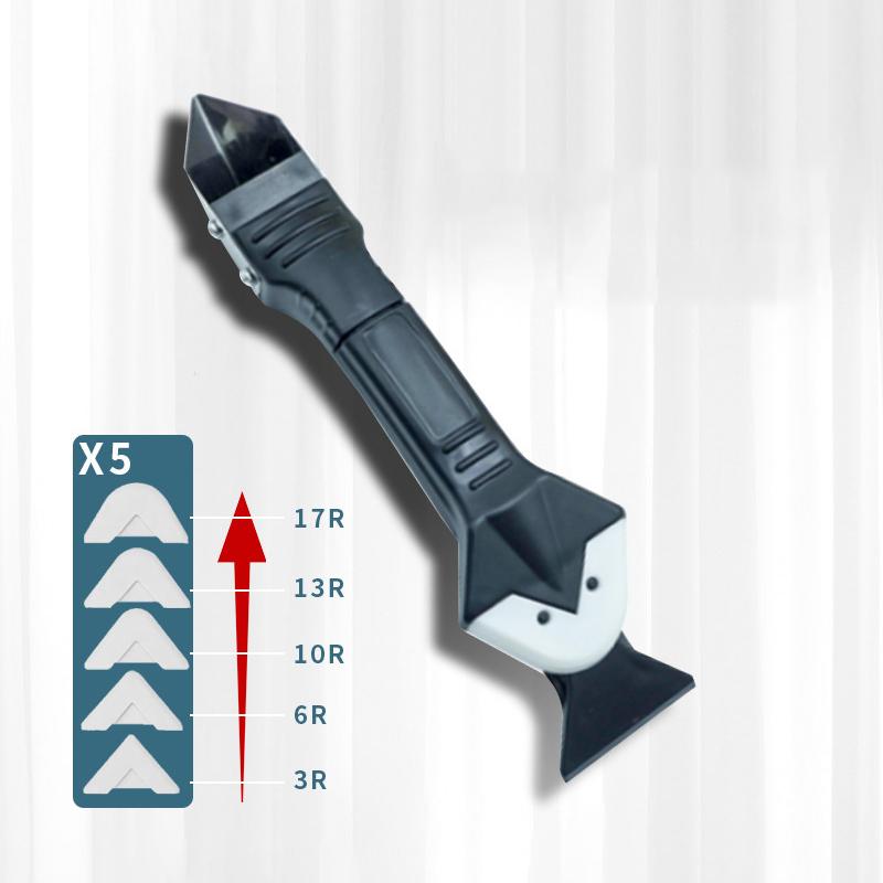 Silicone Scraper Squeegee Glue Remover Knife Caulking Angle Beauty Crack Trowel Tool Grout Scraper Kit With 5Pcs Scraper Head
