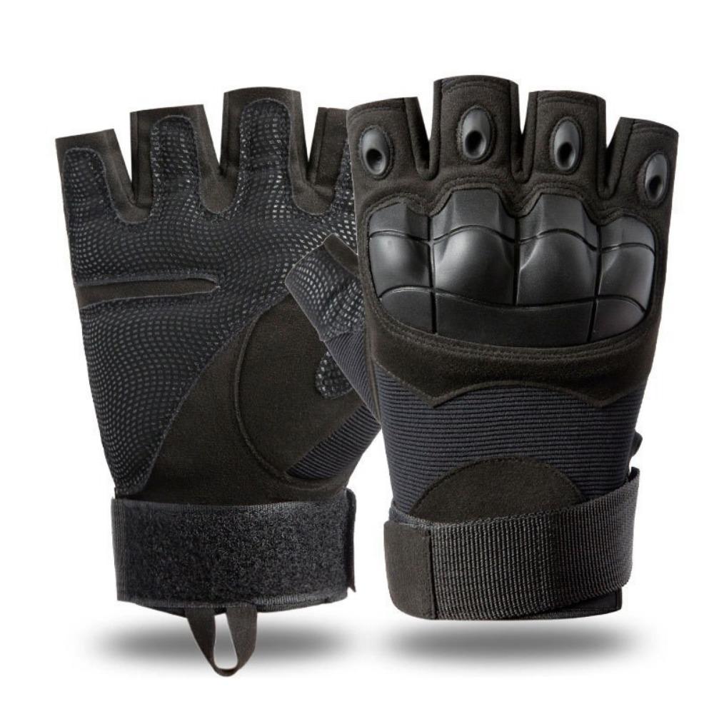 Luvas Táticas Pretas Outdoor Britânicas para Equitação Fãs Militares Anti-Corte Desempenho em Campo Esportes Fitness Luvas de Meio Dedo com Casca Dura