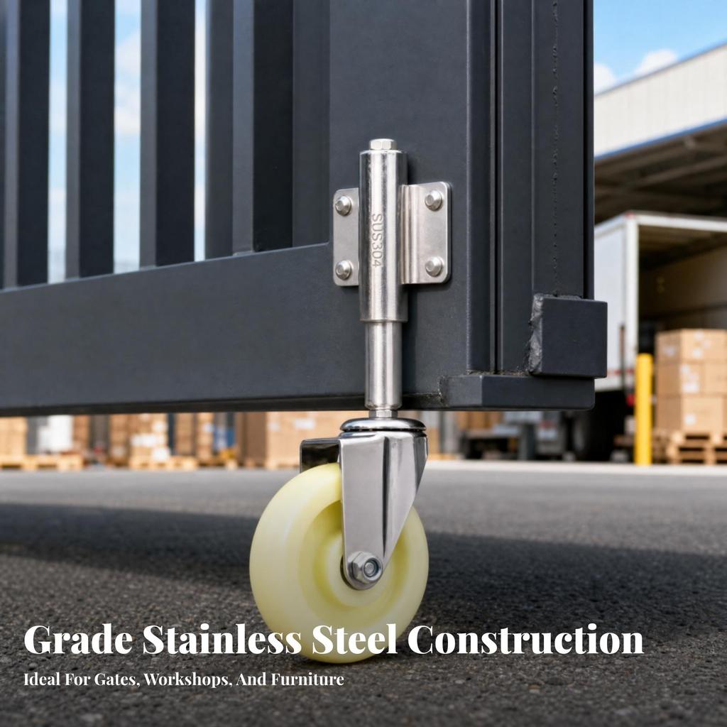 Gate Caster Compact with Mounting Plate Heavy Duty for Gates, Office