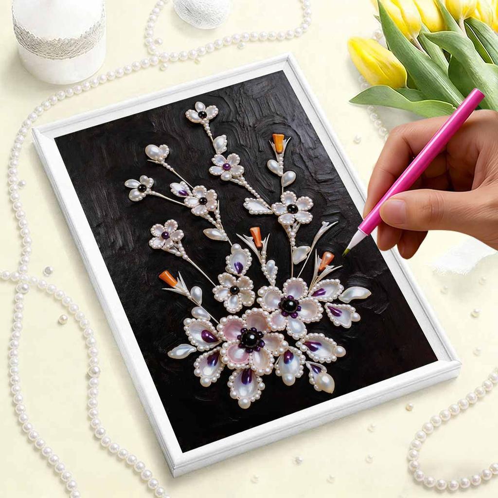 DIY Beautiful Flowers Pearl Art Painting for Home Wall Decor Arts Craft  for Adults/Beginners Gift Idea Home Decor Without Frame