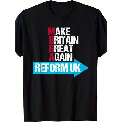 Men'S "Make Britain Great Again" Reform British T-Shirt, Union Jack T-Shirt, Loose Casual Shirt, Suitable for Brexit Supporters, All-Season And