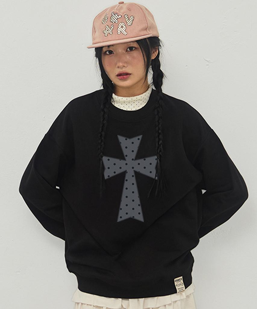 GRAVER [Unisex] Dot Cross Sweatshirt_4Color