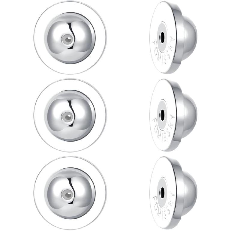 Fomissky-sisa Dics Flat Earring Backs, 6 Pcs Locking Earring Backs Replacements, White Gold Plated Earring Backs for Studs