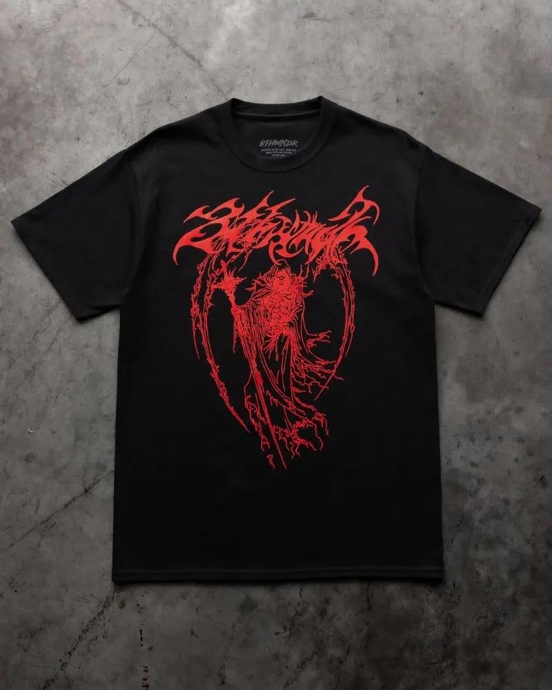 Summer2025 European and American High Street Clothing Angel Devil Print Loose Oversized T-shirt Men Casual Couple Short Sleeves