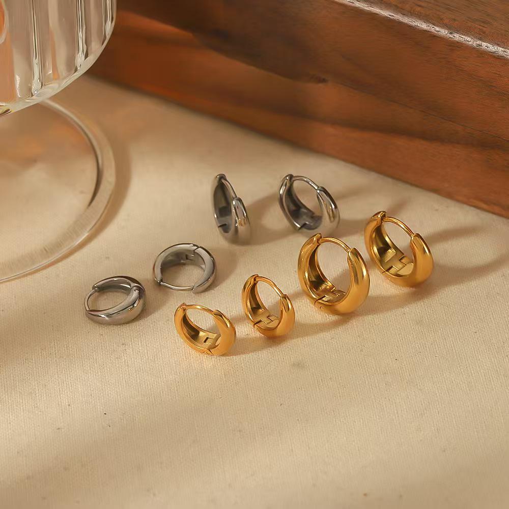 Gold-Plated Polished Brass Circle Fashion Earrings & Ear Cuff Set for Women
