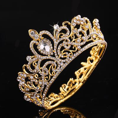 Volle Runde Kristall Strass Hochzeit Tiaras Braut Haar Zubehör Kinder Krone Für Kuchen Topper Festival Party Prom Geschenk
