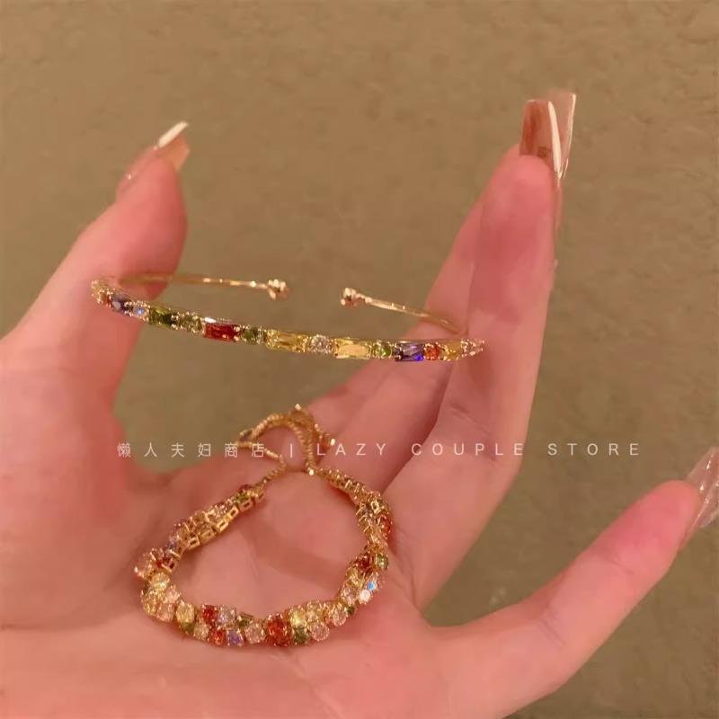 Colorful Dopamine Zirconia Bracelet - Women's Designated Spiral Knoted Exquisite Hand Chain Jewelry